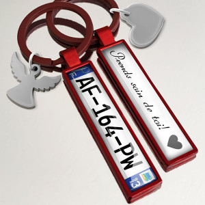 Porte clé ange gardien avec plaque d'immatriculation - Porte clé voiture personnalisé pour une protection céleste!