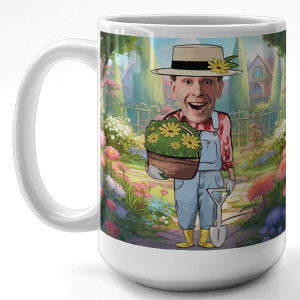 Personalisierte Geschenke für Hobbygärtner: Comic Style Tasse mit deinem Foto für Gärtner | Checke weitere Geschenke für Gartenliebhaber!