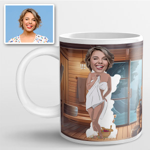 Individuelle Tasse für Wellnessliebhaber | Coolles Wellness Geschenk für jede Saunaliebhaberin: mit deinem Gesicht! Ideal für Chilling in der Sauna