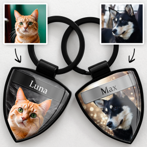 Personalisierter Schlüsselanhänger Schild – Schlüsselanhänger mit Haustierfoto und Tiernamen – Geschenk für Tierliebhaber – Einzigartig! - auto4style
