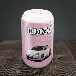 Regalo per le donne originale – Salvadanaio design con foto auto e targa – Regalo personalizzato perfetto per ogni automobilista – Irresistibile!