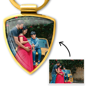Schlüsselanhänger mit Foto – Personalisierter Familien-Schlüsselanhänger mit beidseitigem Fotodruck – Liebevolles Geschenk für werdende Eltern