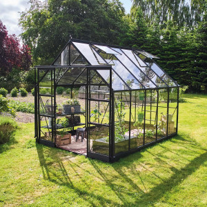 Drivhus Icon Svart Sikkerhetsglass, 8,1 M²