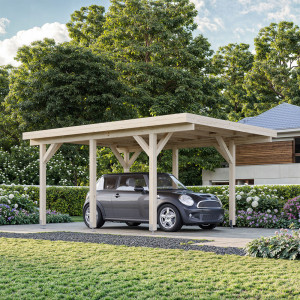 Carport Karl 11,7 M² Papp, Malt Hvit + HvitPalmako