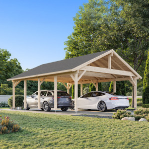 Carport Robert 40,6 M² Shingel, Malt Mørk Grå + Mørk GråPalmako