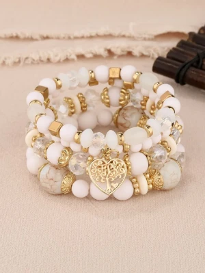 Bransoletki Peach Heart, 4szt