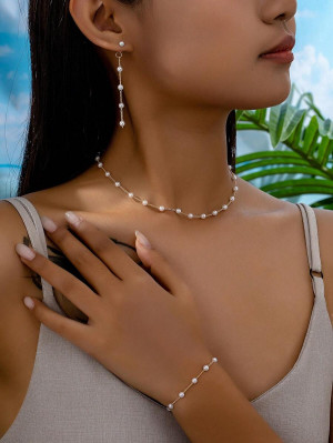 Komplet Białe Perełki