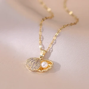 Naszyjnik Rhinestone Shell