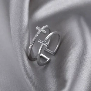 Pierścionek Two Crosses Silver