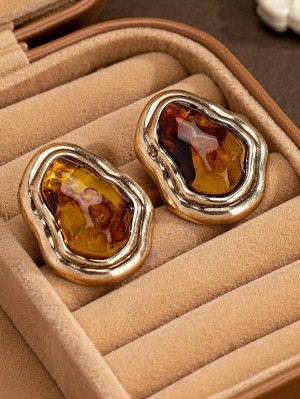 Kolczyki Golden Amber Flow