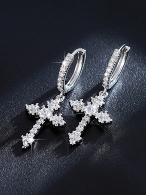 Kolczyki Crystal Cross Silver