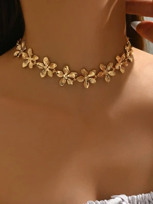 Naszyjnik Golden Bloom choker złoty w kwiaty