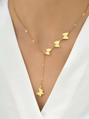 Naszyjnik Butterfly Line krawatka złota