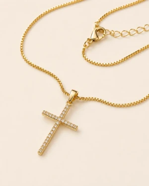 Naszyjnik Faith Glow złoty z krzyżykiem