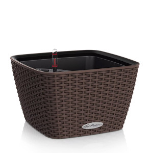 LECHUZA BACINO Cottage 30 Mocha Floor Self-watering Planter Plant Pot with Substrate and Water Level Indicator L30 W30 H18 cm, 6L