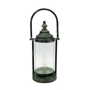 Cylinder Metal Antique Garden Dark Silver Lantern by Minster, H47 cm