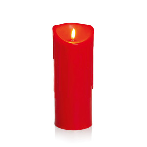 Christmas FLICKABRIGHT LED Melted Edge Candle with Timer, Indoor, Battery Operated, Red, D9 cm H23 cm by Premier Decorations