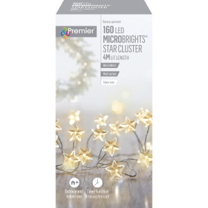 LED MICROBRIGHT Cluster Christmas Garland with Lights 160 Bulbs Warm White, Indoor/Outdoor, L4.275 m by Premier Decorations
