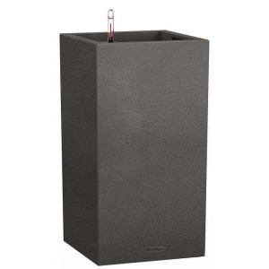 LECHUZA CANTO Stone 30 High Black Poly Resin Floor Self-watering Planter with Substrate and Water Level Indicator H56 L30 W30 cm, 12L