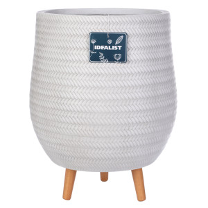 Plaited Style White Egg Planter with Legs, Round Indoor Plant Pot Stand for Indoor Plants by Idealist Lite D44 H55 cm, 60L