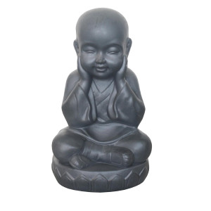 IDEALIST | Sitting Baby Monk Grey Indoor and Outdoor Statue by Idealist Lite L20 W17 H35 cm