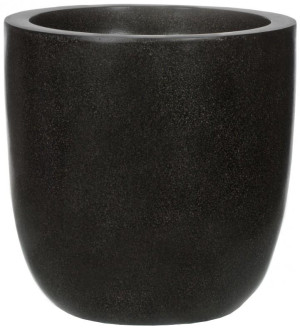 Round Egg Fiberstone Contemporary Black Planter by Cadix Capi Lux D54 H52 cm Large, 119L