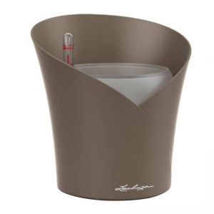 LECHUZA ORCHIDEA Taupe Matt Poly Resin Table Self-watering Planter with Substrate and Water Level Indicator D18 H19.5 cm, 1.01L