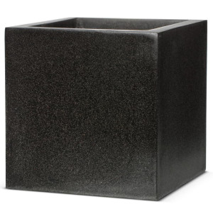 Square Fiberstone Contemporary Black Planter by Cadix Capi Lux H40 L40 W40 cm Large, 64L