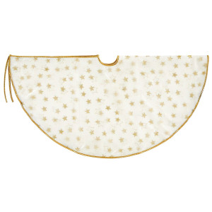 Christmas Tree Skirt Glitter Stars Gold Pattern, Beige, D100 cm by Premier Decorations