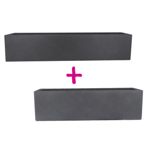 IDEALIST | Set of two IDEALIST Lite Window Box Light Concrete Dark Grey Planters: L60 W17 H17.5 cm, 18 litres Cap + L80 W17 H17.5 cm, 24 litres Cap