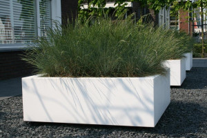IDEALIST | 100 Cream White Matt Textured Planter H80 L100 W100 cm, 800L