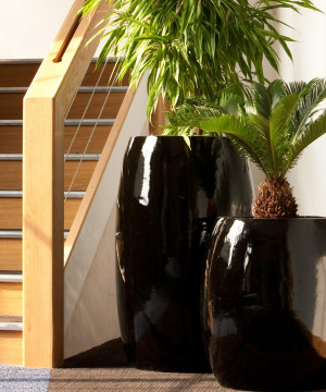 Contemporary Round Tall Ceramic Look RAL H90 D55 cm Planter, 213.8L