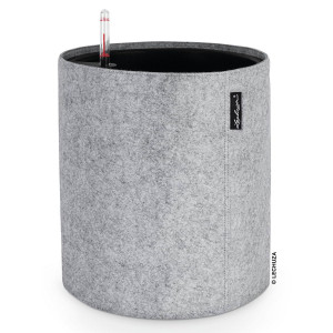LECHUZA TRENDCOVER 32 Felt Light Grey Floor Self-watering Planter with Substrate and Water Level Indicator D32 H33 cm, 13L