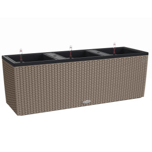 LECHUZA TRIO Cottage 30 Sand Brown Floor Self-watering Planter Plant Pot with Substrate and Water Level Indicator H34 L100 W32 cm, 3x14L