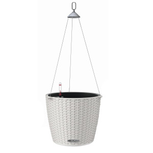 LECHUZA NIDO Cottage 28 Light Grey Self-watering Hanging Planter Plant Pot with Substrate and Water Level Indicator D27 H23 cm, 6L