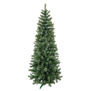 XMMS Edinburgh Artificial Slim Christmas Tree with Tree Skirt & Cotton Gloves, Pine Tips, H 6 ft/175 cm, Plastic Stand, Fire Retardant, Made in Poland