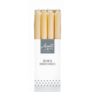 Christmas Advent Dinner Candles, Set of 12, Ivory, H25 cm by Premier Decorations