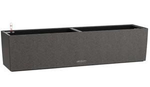 LECHUZA BALCONERA Stone 80 Graphite Black Window Box Self-watering Planter with Substrate and Water Level Indicator H19 L79 W19 cm, 12.01L