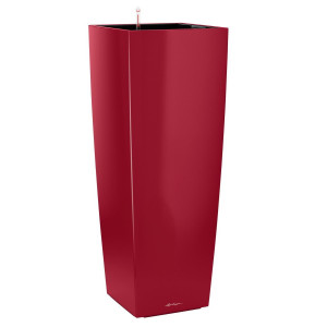 LECHUZA CUBICO ALTO Red High-gloss Poly Resin Floor Self-watering Planter with Substrate and Water Level Indicator H105 L40 W40 cm, 168L