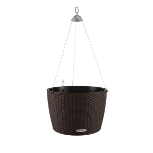 LECHUZA NIDO Cottage 35 Mocha Self-watering Hanging Planter Plant Pot with Substrate and Water Level Indicator D35 H23 cm, 11L