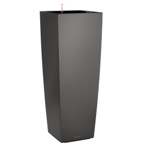 LECHUZA CUBICO ALTO Charcoal Poly Resin Floor Self-watering Planter with Substrate and Water Level Indicator H105 L40 W40 cm, 168L