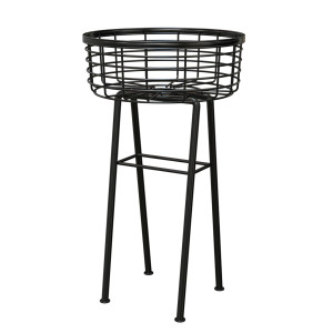 Modern Farmhouse Wire Basket Plant Stand Indoor & Outdoor, Black, H50 cm