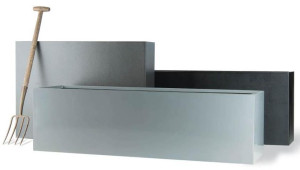 Geo Aluminium Grey Textured Fibreglass Lightweight Trough XLarge Planter 140 cm Outdoor H70 L140 W30 cm, 294L