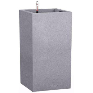 LECHUZA CANTO Stone 40 High Stone Grey Poly Resin Floor Self-watering Planter with Substrate and Water Level Indicator H76 L40 W40 cm, 29L