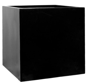 IDEALIST | Square Fiberstone Large Black H50 L50 W50 cm Planter by Idealist Premium BLOCK Glossy, 125L