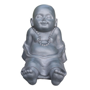 IDEALIST | Resting Baby Monk Grey Indoor and Outdoor Statue by Idealist Lite L31 W22.5 H26 cm