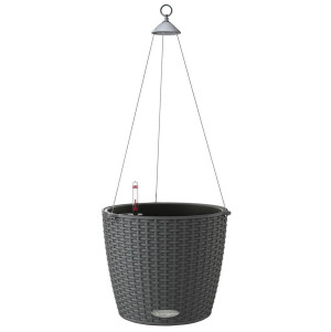 LECHUZA NIDO Cottage 28 Granite Self-watering Hanging Planter Plant Pot with Substrate and Water Level Indicator D27 H23 cm, 13L