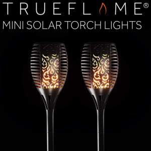TrueFlame Mini Torch Premium Outdoor Solar Spot Garden Lights Warm White, 50lm, IP44 (Set of 2)
