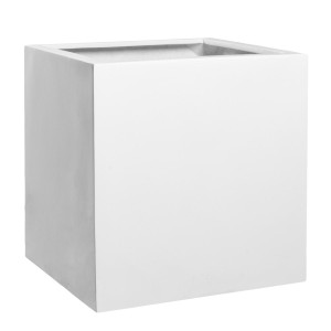 Fiberstone Glossy White Block S H30 L30 W30 cm Planter by Idealist Premium, 27L