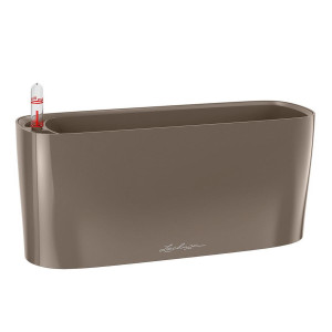 LECHUZA DELTA 20 Taupe Poly Resin Table Self-watering Planter with Substrate and Water Level Indicator H18 L40 W15 cm, 11L